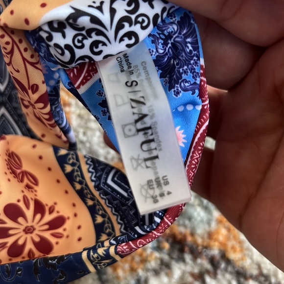NWT Zaful Multi Colour Bandana Print Strappy Bikini Bathing Suit - Picture 4 of 5